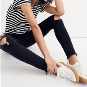 Madewell 9” High Rise Skinny Jeans Ripped 25 Black